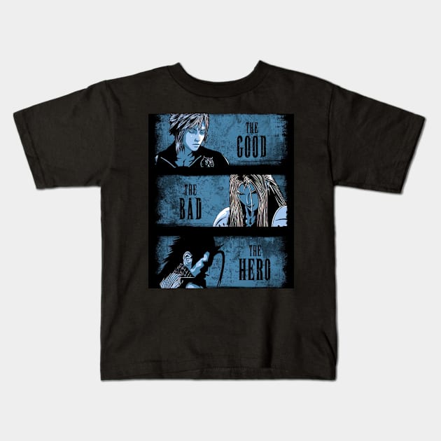 The Good The Bad The Hero Kids T-Shirt by SkyfrNight